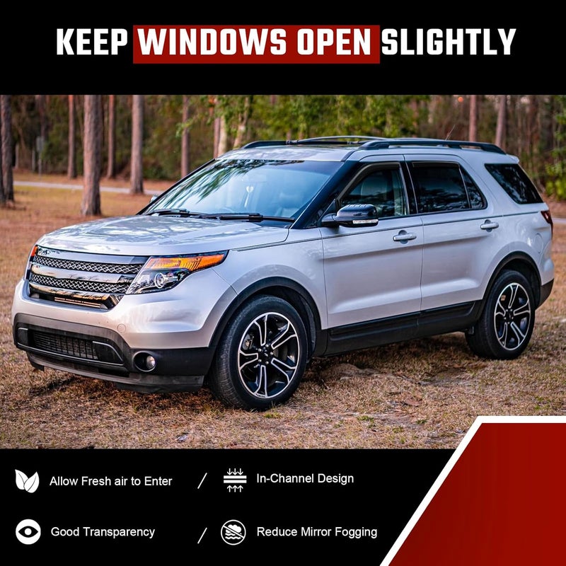 ISINLASSO in-Channel Rain Guards Fit for Ford Explorer 2011-2019 Black Extra Durable Shatterproof Side Window Deflectors, Vent Window Visors, Wind Deflectors - 4 PCS - Image 5